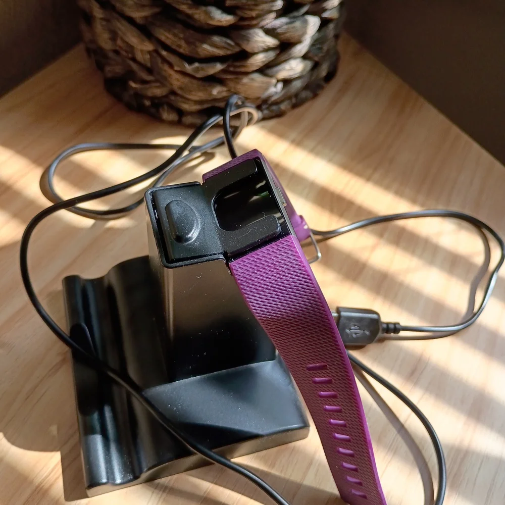 Fitbit Purple Silicone Fitness Tracker with Digital Display